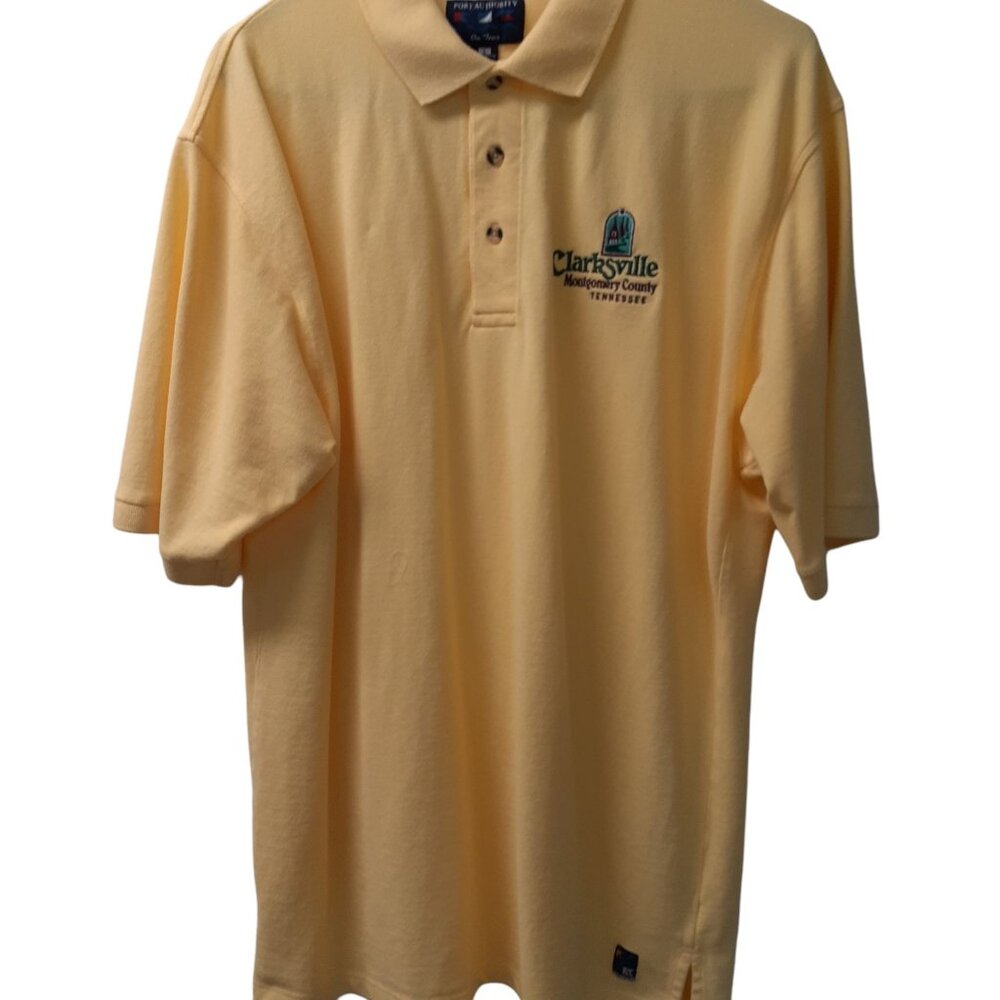 Mens Embroidered Short Sleeve Polo Golf Shirt Yellow Size Large Port Authority